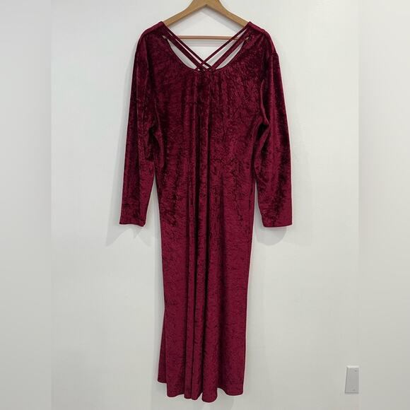 Fashion Bug Vtg Velvet Burnout Maxi Dress Long Sleeve 20 Festival Boho Whimsical - Picture 5 of 8